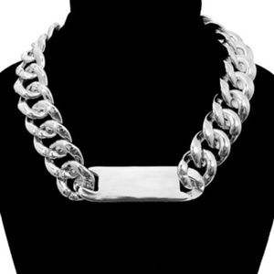 Women Ladies Nice Chunky Rhodium ID Chain Necklace Silver 16 inches